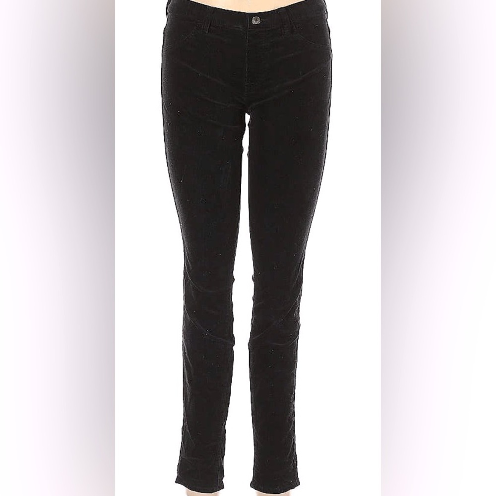 Uniqlo Corduroy Pants Womens M Black Skinny Leg Drawstring Jeggings.